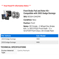 thumbnail image 2 of Front Brake Pad and Rotor Kit - Compatible with 2003 Dodge Durango, 2 of 2