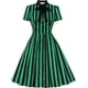 thumbnail image 2 of Vestido vintage para mujer de los años 50 con estampado de rayas y cuello con lazo, vestido retro rockabilly casual de manga corta, vestidos de fiesta Audrey, 2 of 5