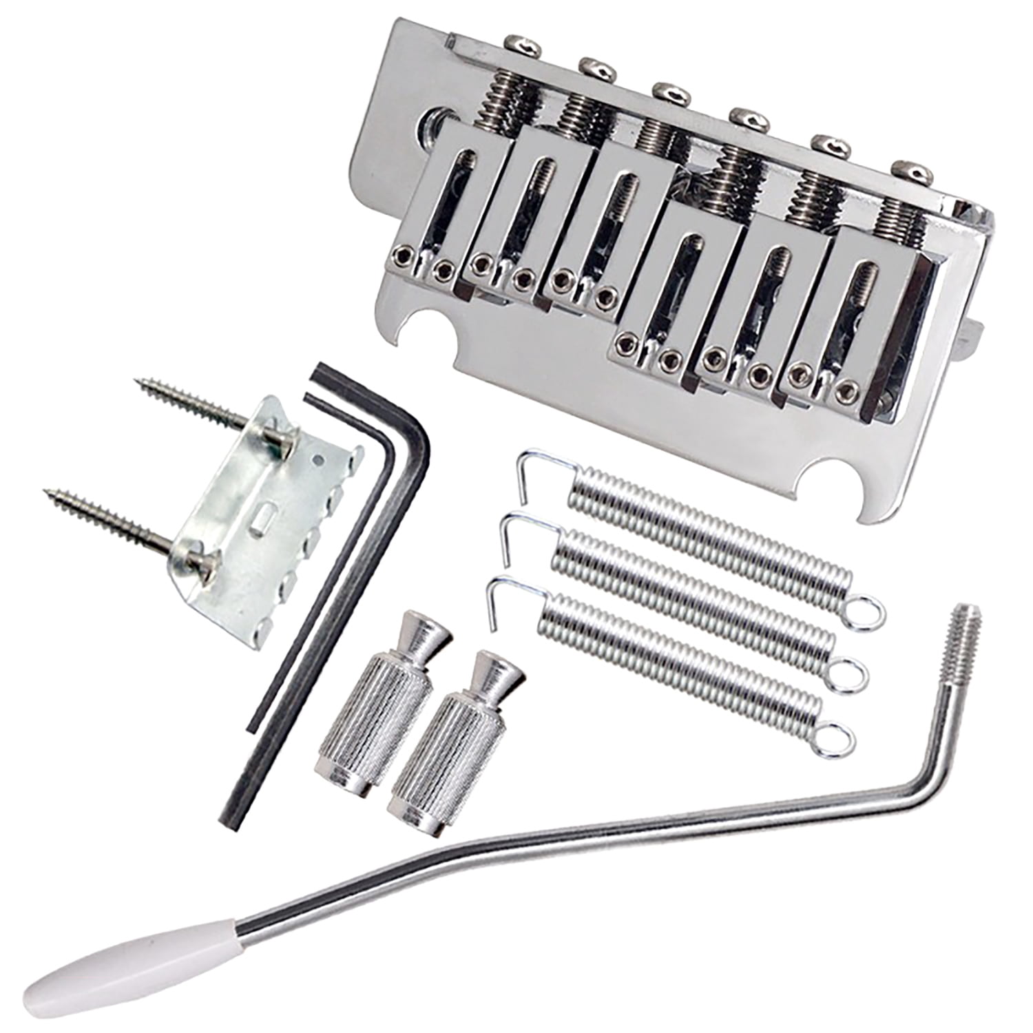 LOOKSEVEN 6 String Vintage Style Strat Electric Guitar Tremolo Bridge System, Chrome Double Locking Vibrato with Whammy Bar, Springs & Full Installation Kit-chorme