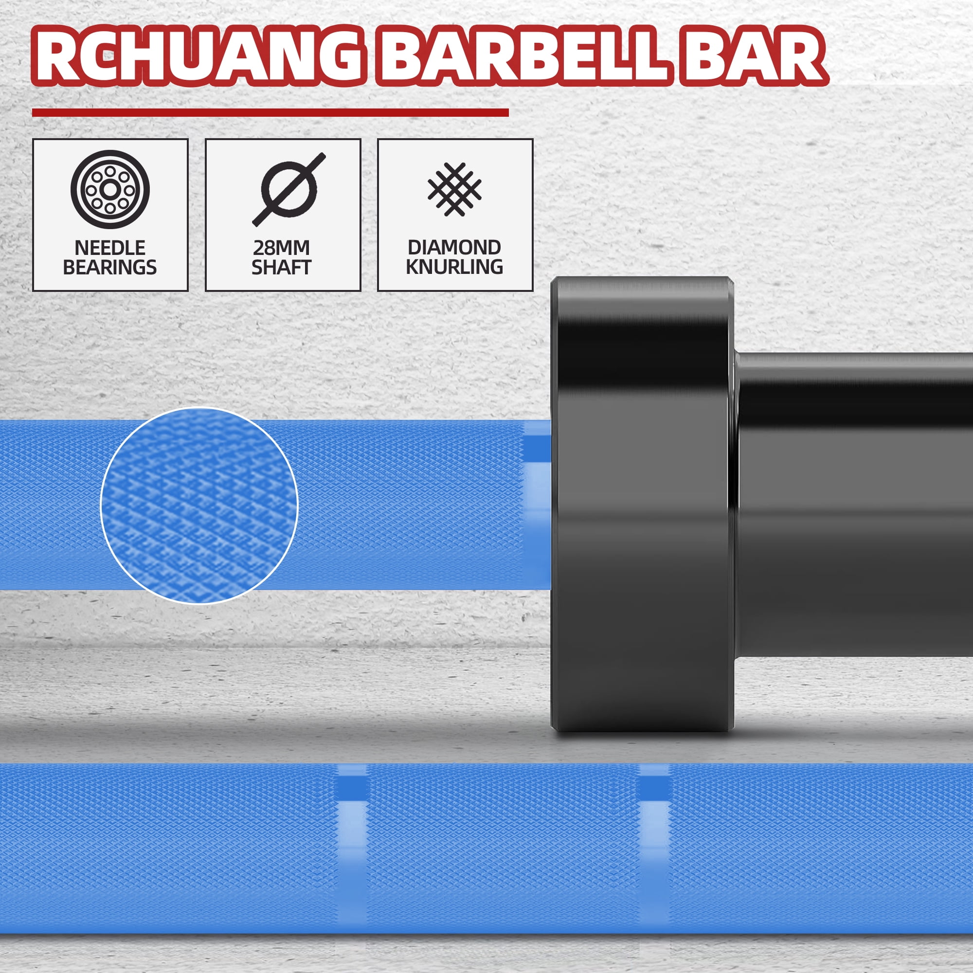 FlexWave Straight Olympic Barbell, Alloy Steel with Ceramic Coating, 2-Inch Diameter, 7FT, Available in Multiple Colors