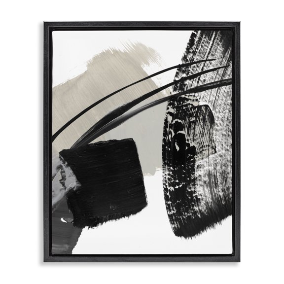 Stupell Industries Modern Black Brush Strokes Black Floating Frame Canvas Art, 25 x 31, by Lanie Loreth