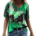 thumbnail image 1 of Puntoco - Camiseta con estampado de moda para mujer, blusa de manga corta con cuello en V, tops casuales Puntoco Puntoco-2115, 1 of 5
