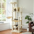 thumbnail image 2 of Demi Bonn 69" Cat Tree Tower for Indoor Large Cats, Fat Cats with Big Hammock, Cat Climbing Tree with Scratching Posts, Condo House and Top Perch, Beige, 2 of 10