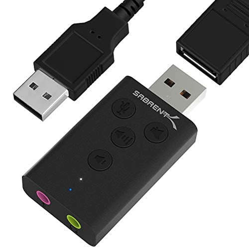 Sabrent Adaptateur Audio Stéréo Externe USB en Aluminium pour Windows et Mac. Plug and Play Sans Pilotes. [Noir] (AU-DDAB)