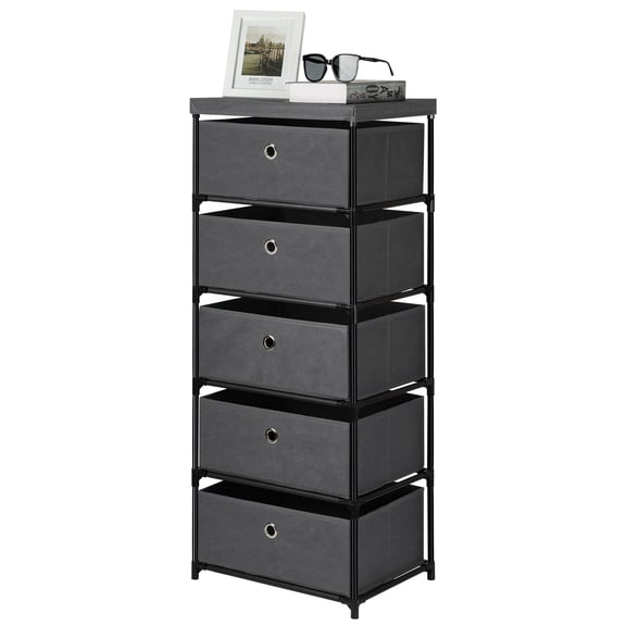 GRAY dresser with 5 drawers Fabric storage cabinet chest of drawers Suitable for bedroom Living room Entrance Laundry room