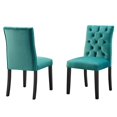 thumbnail image 1 of Side Dining Chair, Set of 2, Teal Blue, Velvet, Modern Contemporary, Kitchen Room Cafe Bistro Restaurant Hospitality, 1 of 9