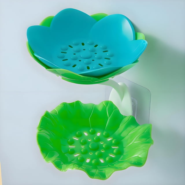 QTOCIO Flower Soap Rack Storage Rack Double-layer Draining Soap Box Non-drilling Wall-mounted Storage Rack