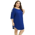 thumbnail image 4 of WBQ Women's Nightshirt Elbow Sleeve Nightgown Sleepwear Round Neck Plus Size Pajama Dress, 4 of 6