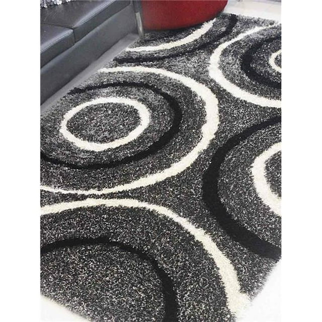 Rugsotic Carpets USK00035T1402A11 6 x 9 ft. Hand Tufted Shag Polyester Abstract Area Rug - Grey Black
