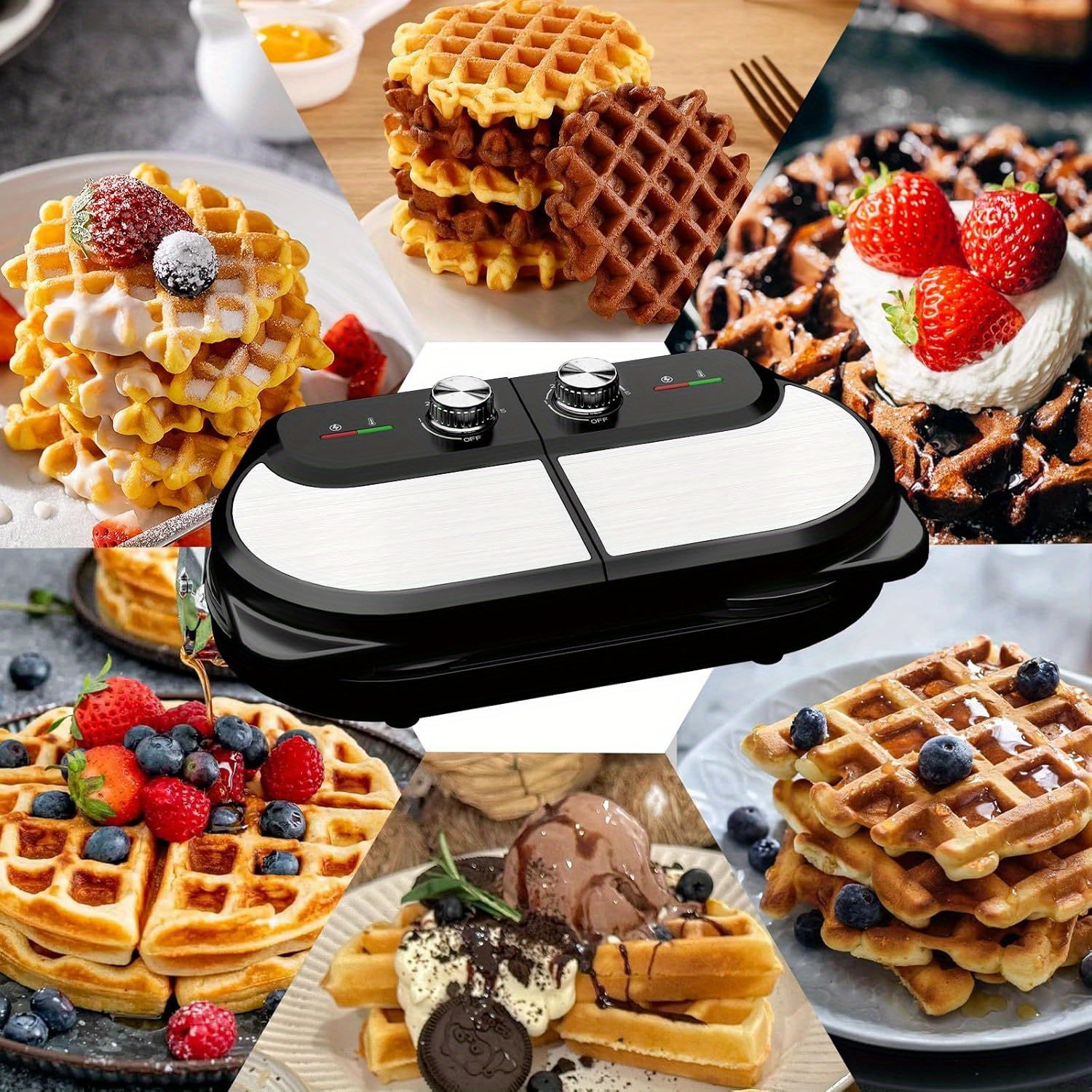 Cuisinart Electric Double Belgian Waffle Maker with Flip Plates