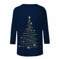 thumbnail image 4 of Patlollav Christmas Womens Winter Tops Loose T-Shirt Round Neck 3/4 Sleeves Blouse, 4 of 6