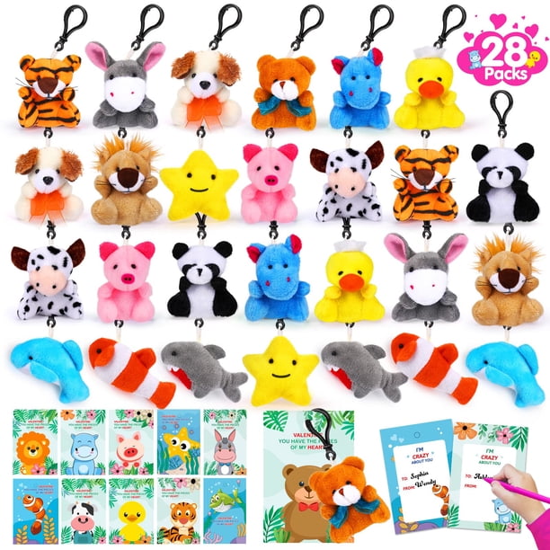 Regalos de San Valentín para niños FLY2SKY, 28 paquetes con animal de peluche