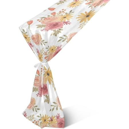 

Hyjoy Table Runner Flowers Pattern Machine Washable Non-Slip Farmhouse Table Runners for Dinner Party Holidays Home Decor 13 x 70 Inch