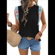 thumbnail image 2 of Sudadera Informal Sin Mangas con Cuello Redondo y Lazo para Mujer, Moda de Verano 2025 Negro L, 2 of 8