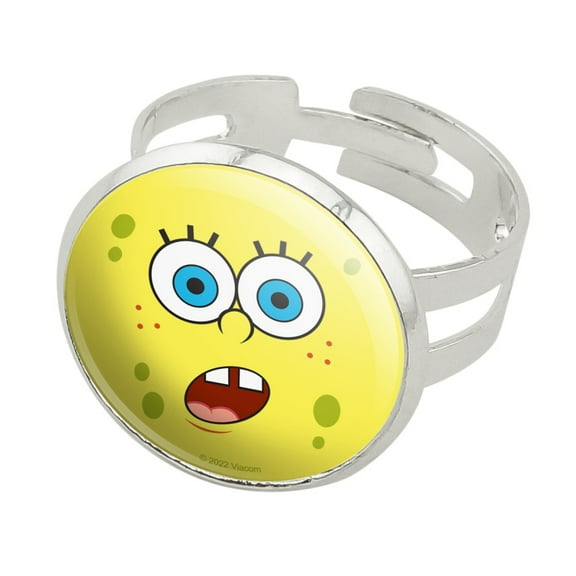 SpongeBob Surprise Face Silver Plated Adjustable Novelty Ring