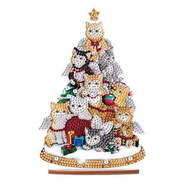 Adorno de mesa con pintura de diamantes de Navidad de madera, decoración de mesa con diamantes DIY