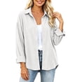 thumbnail image 3 of VBVC Women's Corduroy Button Down Shirt , Ladies' Long Sleeve Collared Blouse , Fall Winter Work Tops For Women, S-2XL, 3 of 7