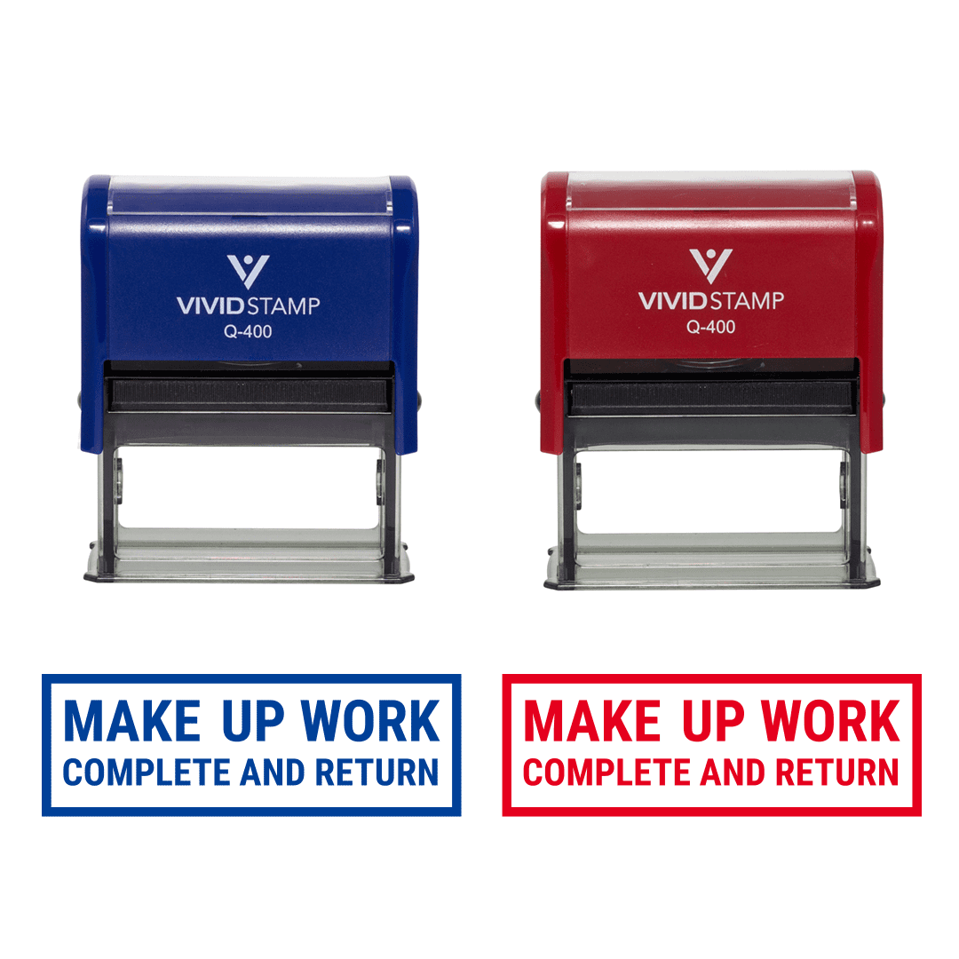 (3 pack) All Quality Make Up Work Complete And Return Self-Inking Rubber Stamp (Black Ink) - Q-300
