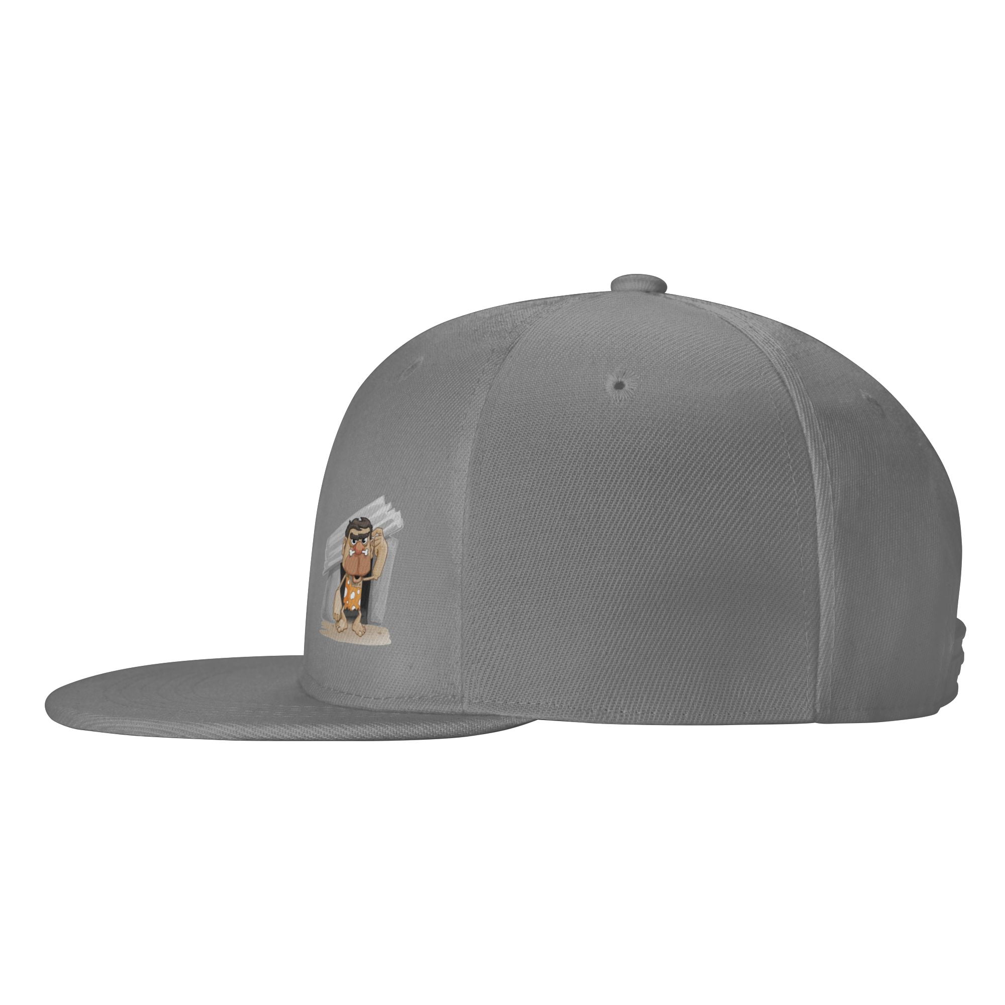 DouZhe Flat Brim Cap Snapback Hat, Big Head Caveman Prints Adjustable Blue  Adult Baseball Cap 
