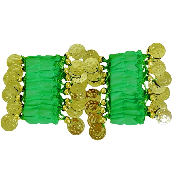 Cateissary 2 pack/lote moneda dorada para mujer exquisita y delicada puesta en escena étnica Premium Kits de decoración para fiestas Verde