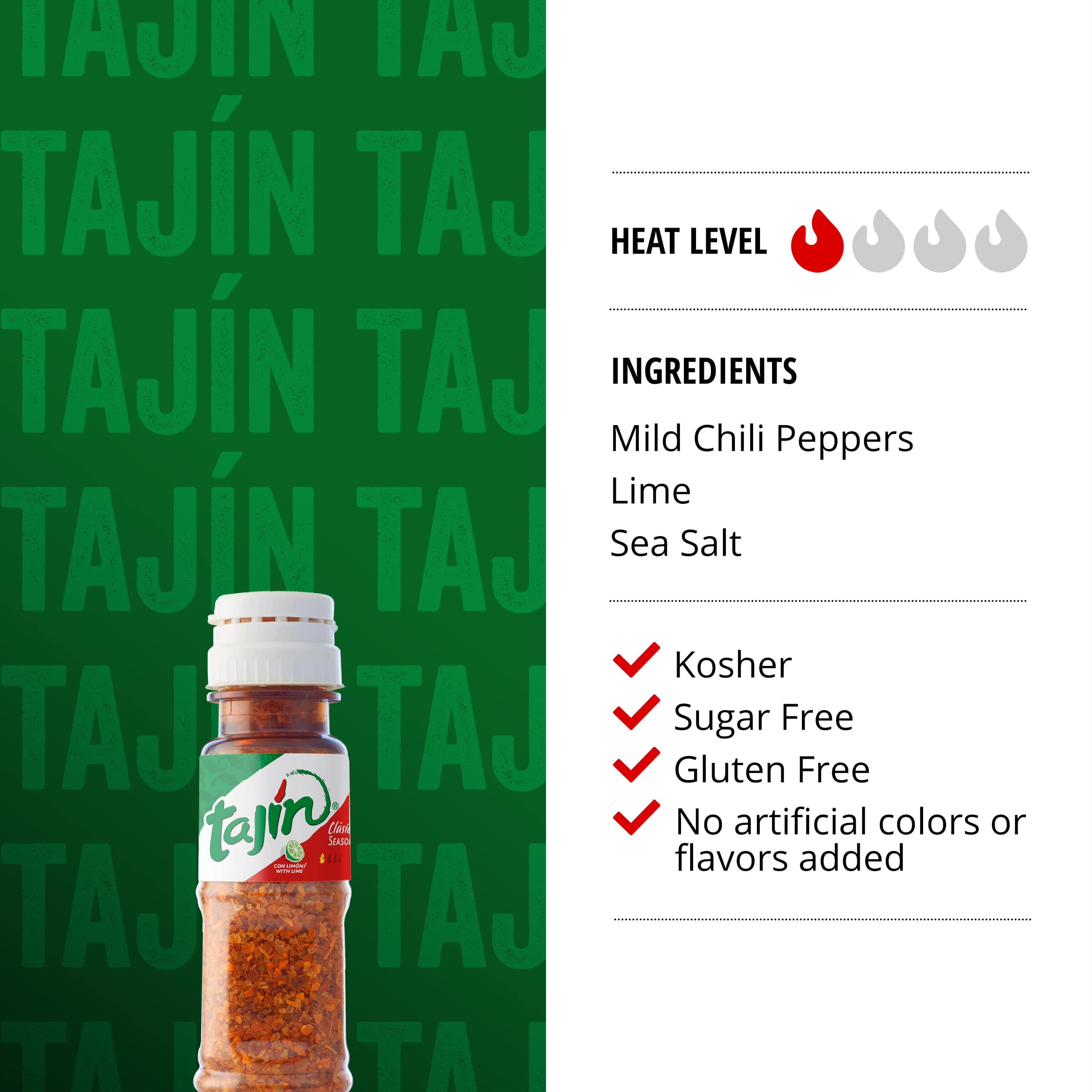 (10 pack) Tajin® Clasico Seasoning, Mexican Chili Lime Seasoning, 0.35 oz Mini Tajin® Bottles