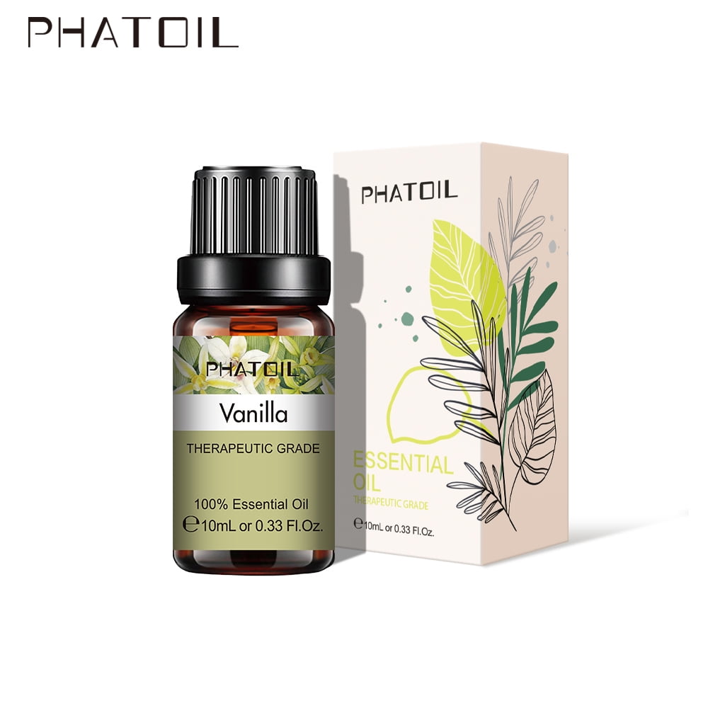 PHATOIL Vanilla Essential Oil 100% Pure Therapeutic Good for Diffuser, Humidifier, Aromatherapy, Sleep, Relax Room Air Fresheners 10mL