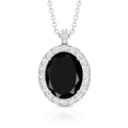 thumbnail image 2 of Rosec Jewels Lab Grown Black Diamond Pendant with Diamond Halo for Women - AAAA Grade, 925 Sterling Silver, 2 of 6