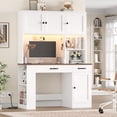 thumbnail image 5 of Hiphuta LED Desk with Hutch, Computer Desk with Bookshelves and Charging Station, Study Desk with Storage, White, 5 of 7