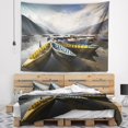 DESIGN ART Designart 'Pokhara Lakeside Boats' Boat Wall Tapestry