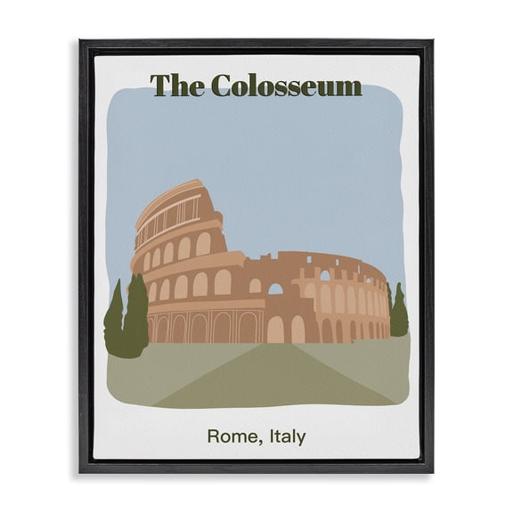 Stupell Industries Contemporary The Colosseum Architecture Black Floating Frame Canvas Art, 17 x 21, by Regina Moore