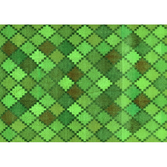 Ahgly Company Indoor Rectangle Abstract Green Contemporary Area Rugs, 7' x 10'