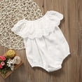 thumbnail image 2 of xiaxaixu Baby Girls Summer One-piece Off Shoulder Hollow Out Ruffle Romper, 2 of 6