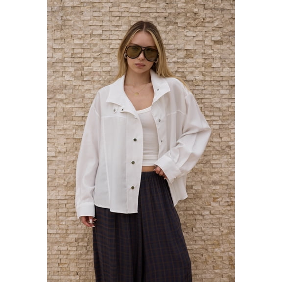 TRENDYOLMİLLA Women's White Plain Long Oversize Jackets
