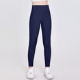 thumbnail image 6 of Xyant Girls Athletic Leggings Kids High Waisted Activewear Dance Workout Running Yoga Pants (Navy,5-6 Years), 6 of 6