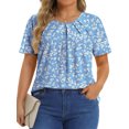 thumbnail image 3 of Fantaslook Dressy Blouses for Women Pleated Short Sleeve Tunic Tops Casual Floral Shirts, 3 of 6