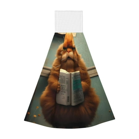 

Wukai Grumpy Cat Reading Book Print Kitchen Towels Quick Dry Washcloths Coral Velvet Dishtowels Multipurpose Reusable Cloths Soft Tea Absorbent Cleaning Cloths