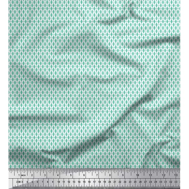Soimoi Moss Georgette Fabric Stripe & Triangle Small Fabric Prints by Yard 42 Inch Wide