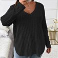 thumbnail image 2 of Towmus Womens Sweaters, Long Sleeve V Neck Lightweight Plus Size Pullover Tops Fall Blouse Army Green Size 5XL, 2 of 6
