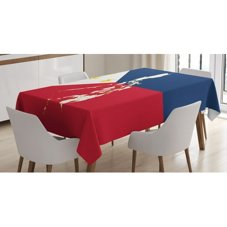 

Ambesonne Phillipine Tablecloth Rectangular Table Cover Map and Flag of Country 60 x90 Multicolor