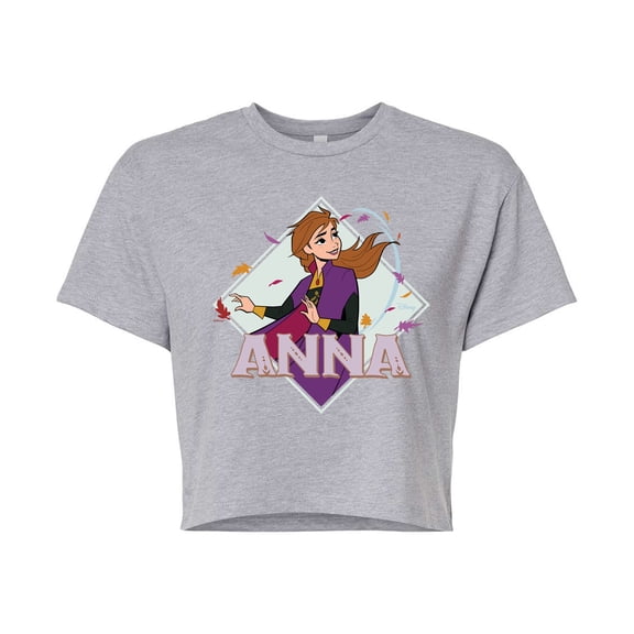 Disney Frozen 2 - Anna Stirs Up Leaves - Juniors Cropped Cotton Blend T-Shirt