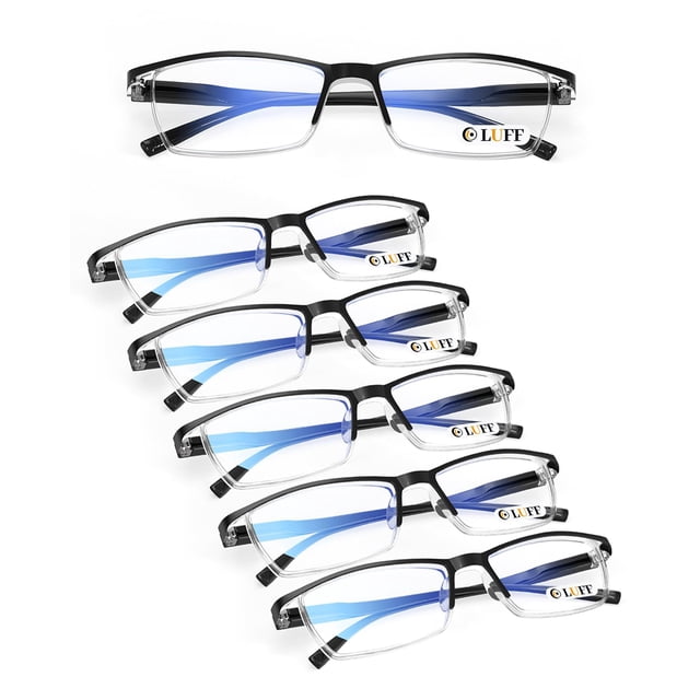 Gafas de lectura LUFF, ultraligeras, antirrayos azules, 6 unidades (1.00X)