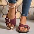 thumbnail image 2 of LTTVQM Womens Slide Sandals Arch Support Platform Open-Toe Cork Footbed Casual Sandals Slip-On Soft Adjustable Buckle Footwear for Daily Walking Wine 36(US-5.5), 2 of 5