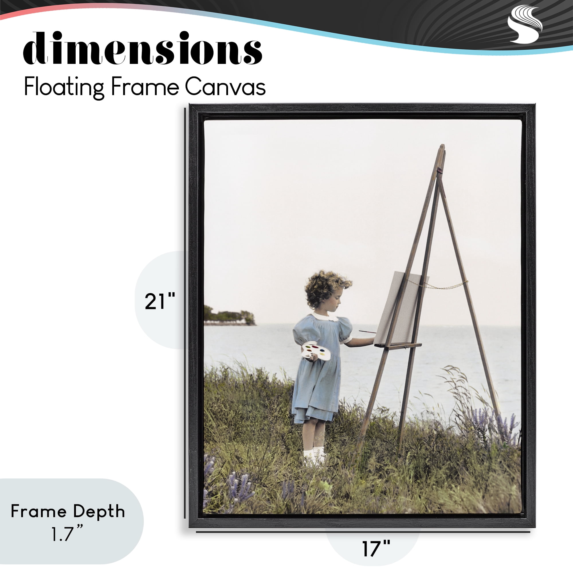Stupell Industries Child Painting on Easel Black Framed Floater Canvas Wall Art, design by Kendra Dew