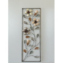 New All American Collection Flower and Leaves Aluminum/ Metal Wall Decor with Frame 12"x36"