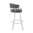 thumbnail image 3 of Armen Living Palmdale 26" Swivel Slate Grey Faux Leather and Silver Metal Bar Stool, 3 of 3