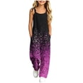 thumbnail image 2 of Taqqpue Girls Jumpsuit Pants Spaghetti Strap Wide Leg Sleeveless Romper with Pockets,Print Casual Loose Fit Plus Size Outfit Clothes for Girls Kids Size 5-16 Years, 2 of 10