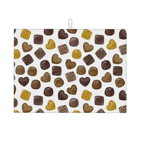 

Dish Drying Mat Golden Brown Chocolate Print Highly Absorbent Microfiber Drying Mat Kitchen Counter or Sink Drawer Liner 16x18 Kitchen Drying Mat Coffee Mat Kitchen Essentials