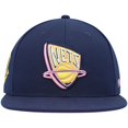 thumbnail image 2 of Men's Mitchell & Ness Navy New Jersey Nets 35 Years Burnt Sunrise Fitted Hat, 2 of 5