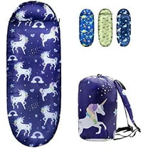Kids Sleeping Bags for Girls – Unicorn Rainbow Star – YOLO 45 Camping Sleeping Bags for Kids with Carry Bag - Outdoor and Indoor (Unicorn-PL)