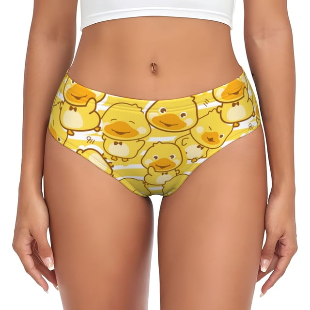 Fotbe Cool Duck With Yellow Strip Calzones Estampados para Mujer – Ropa Interior de Algodón, Cómoda, Suave y Elástica-Medium